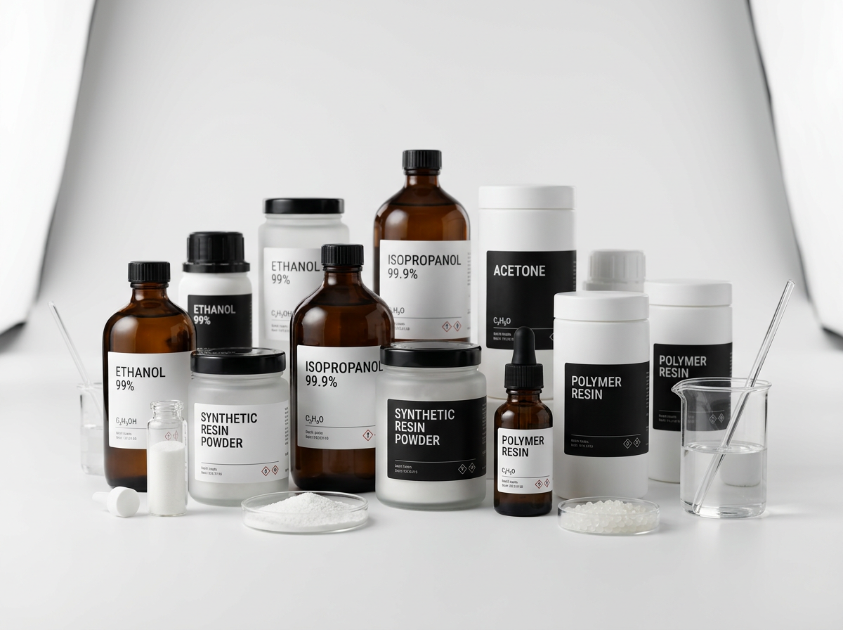 Range of chemical product bottles